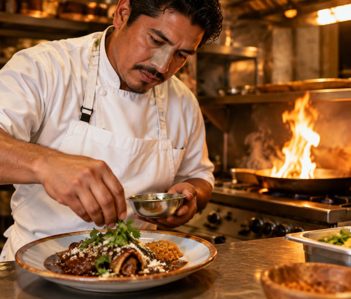 Nuestro chef preparando un plato criollo